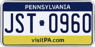 PA license plate JST0960