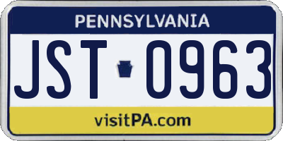 PA license plate JST0963
