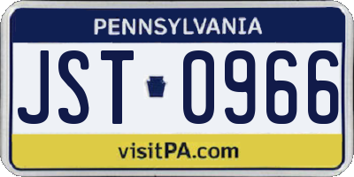 PA license plate JST0966