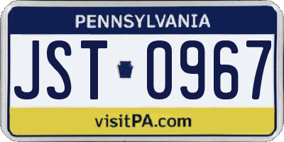 PA license plate JST0967