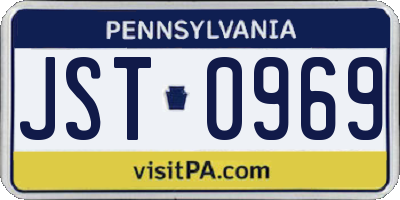PA license plate JST0969