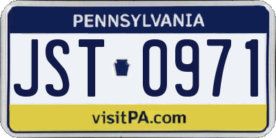 PA license plate JST0971