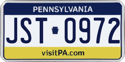 PA license plate JST0972