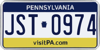 PA license plate JST0974