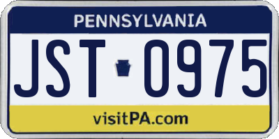PA license plate JST0975