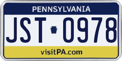 PA license plate JST0978
