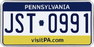 PA license plate JST0991