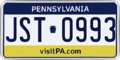 PA license plate JST0993