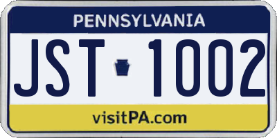 PA license plate JST1002