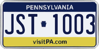 PA license plate JST1003