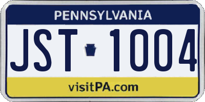PA license plate JST1004