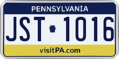 PA license plate JST1016