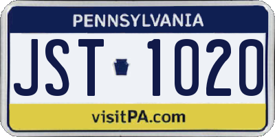 PA license plate JST1020