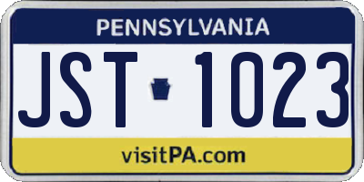 PA license plate JST1023
