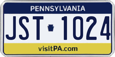 PA license plate JST1024