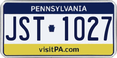 PA license plate JST1027