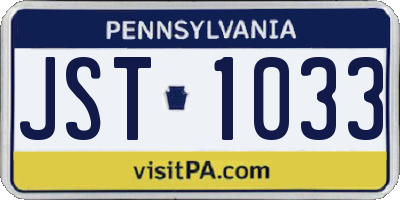 PA license plate JST1033