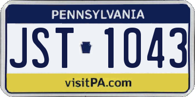 PA license plate JST1043