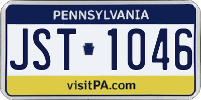 PA license plate JST1046