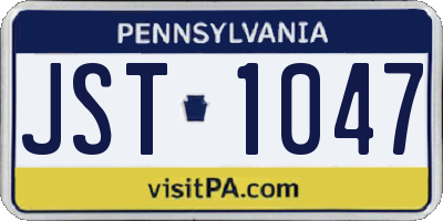 PA license plate JST1047