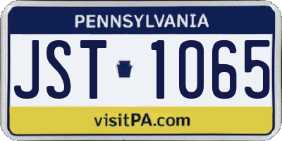 PA license plate JST1065