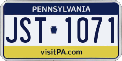 PA license plate JST1071