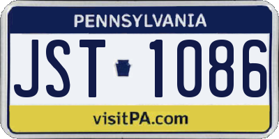 PA license plate JST1086