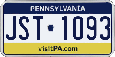 PA license plate JST1093