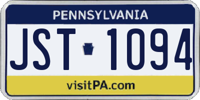 PA license plate JST1094