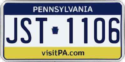 PA license plate JST1106