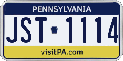 PA license plate JST1114
