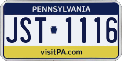 PA license plate JST1116