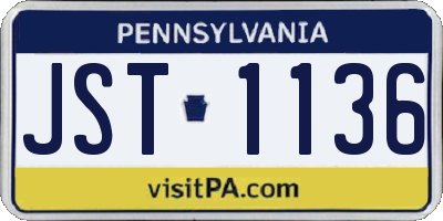 PA license plate JST1136