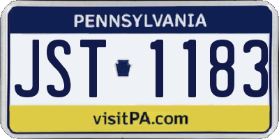 PA license plate JST1183