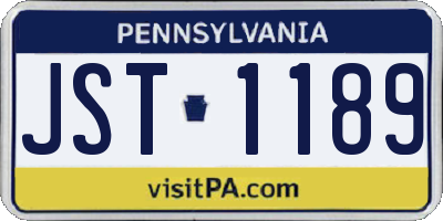 PA license plate JST1189