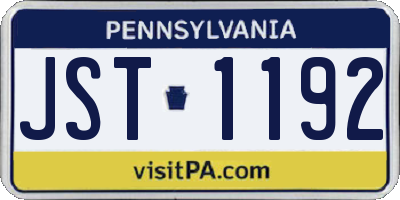 PA license plate JST1192