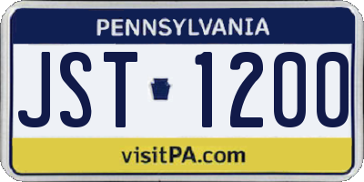 PA license plate JST1200