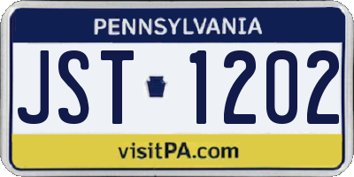PA license plate JST1202