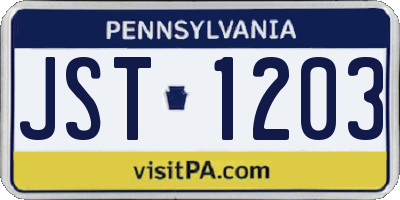 PA license plate JST1203