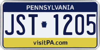PA license plate JST1205