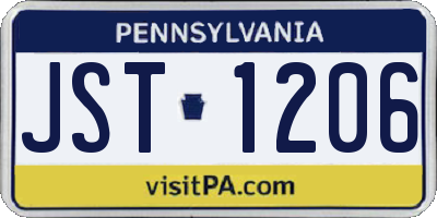 PA license plate JST1206