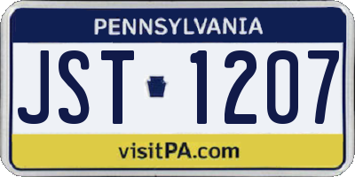 PA license plate JST1207