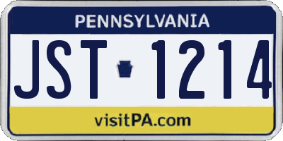 PA license plate JST1214