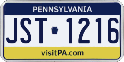 PA license plate JST1216