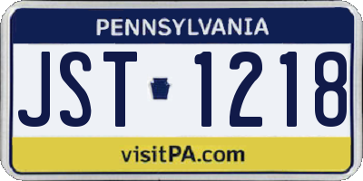 PA license plate JST1218
