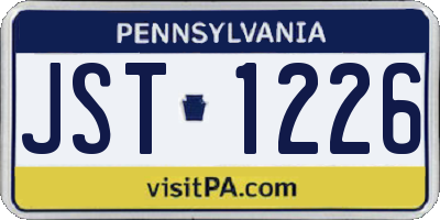 PA license plate JST1226