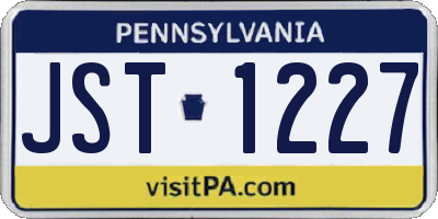 PA license plate JST1227