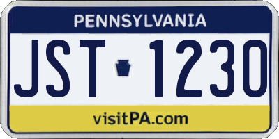 PA license plate JST1230