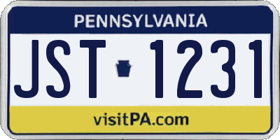 PA license plate JST1231