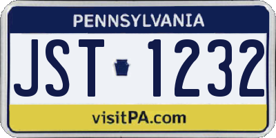 PA license plate JST1232